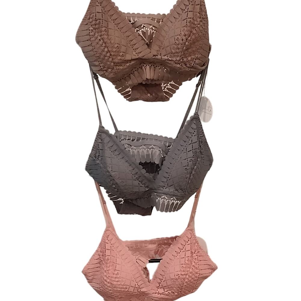 Mocha lace bralette and panty set womans S M L - Picture 3 of 7